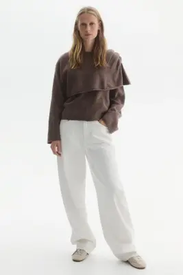 MAMA Pull d'allaitement avec détail façon cape - Taupe foncé — photo 1