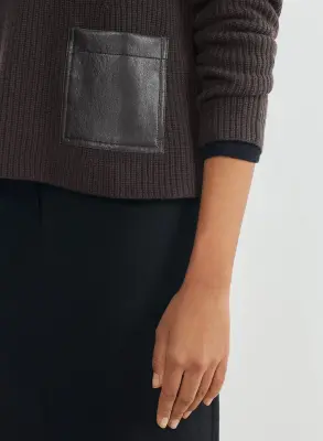 Pull en cuir et laine mérinos — photo 3