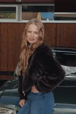 Blouson zippé en moumoute — photo 3