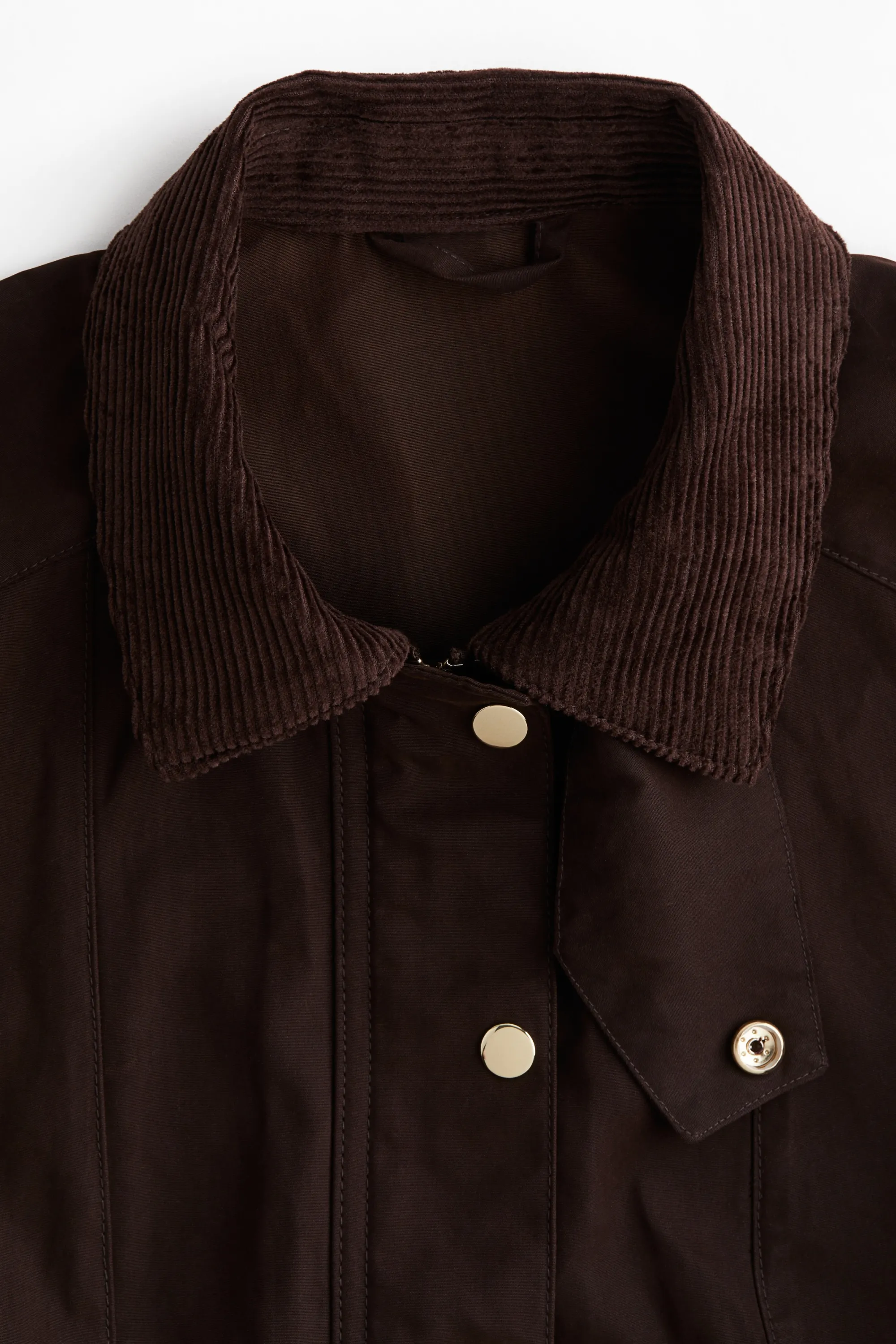 Veste avec col en velours côtelé - Marron foncé