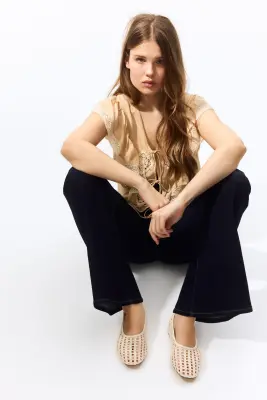 High Flared Jeggings - Bleu denim marine — photo 1