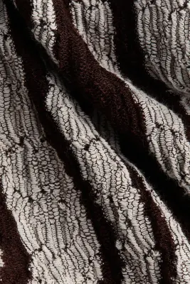 Pantalon texturé avec taille élastique - Marron foncé/rayé — photo 5
