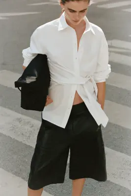 Chemise avec détail à nouer - Blanc — photo 1