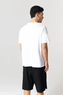 T-shirt Blanc Col Rond Manches Courtes en Coton Organique / Coton Recyclé — photo 3