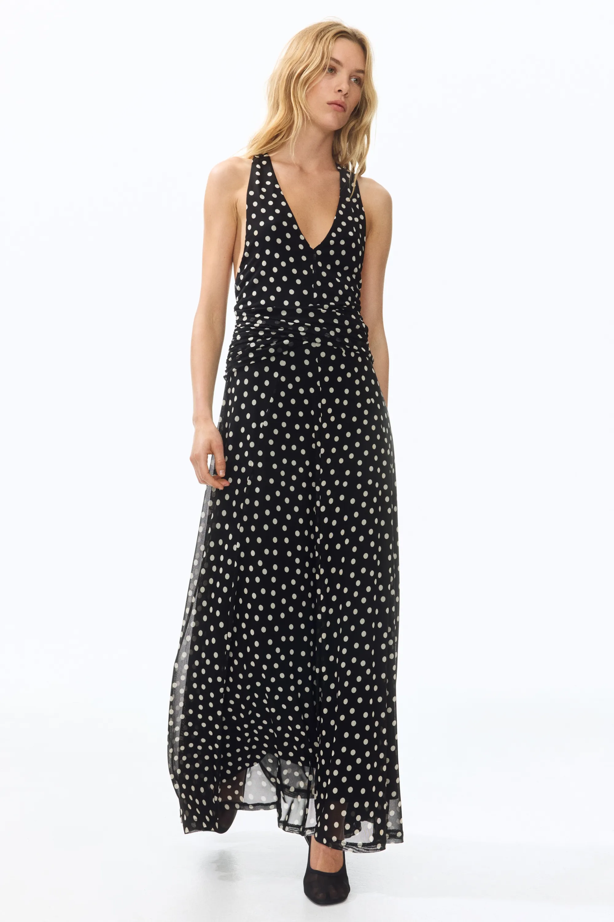 Robe dos nu en mesh - Noir/pois