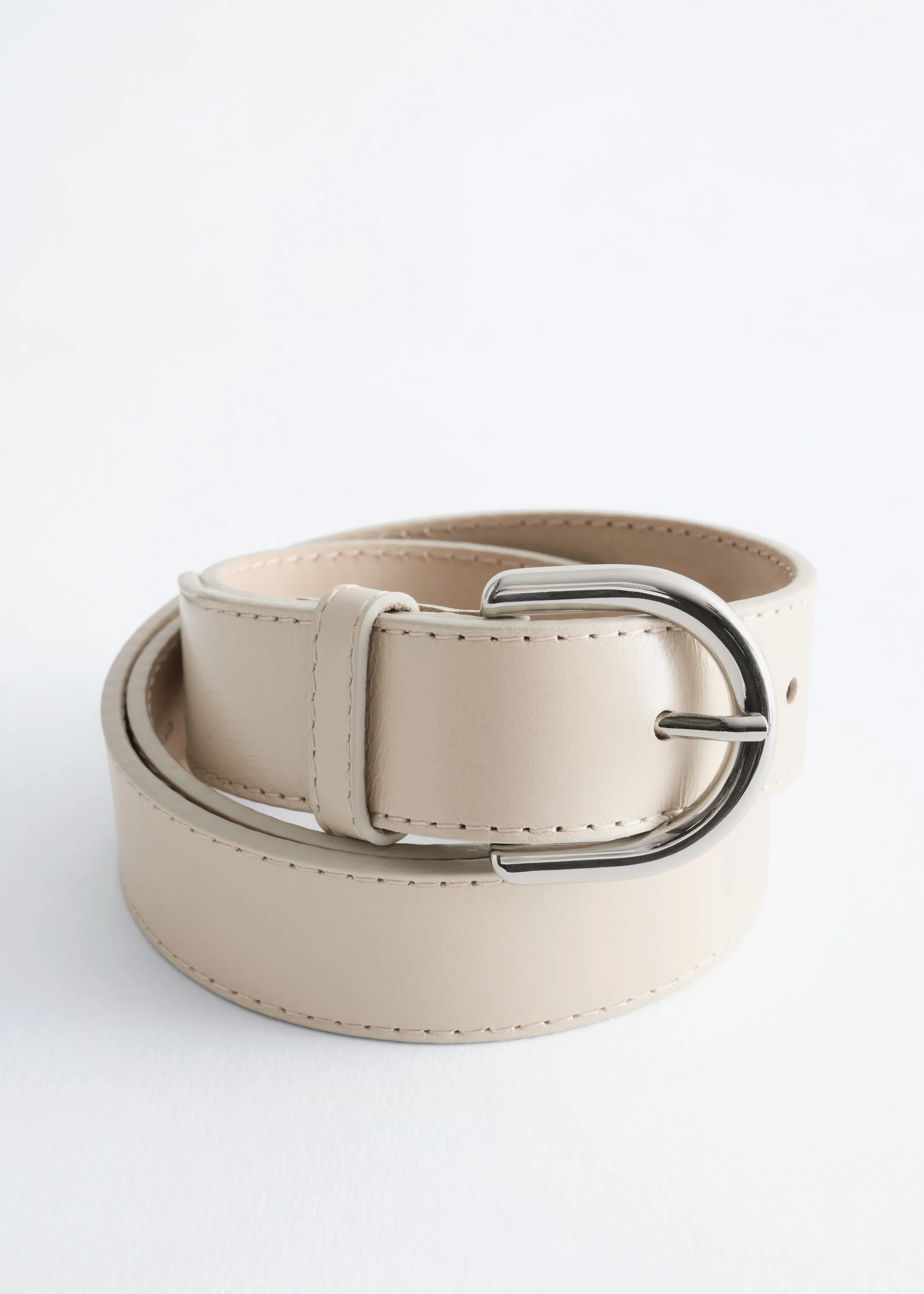 Ceinture en cuir classique - Beige
