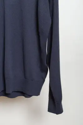 Roberto Collina – Knit LS Crewneck Sweater Comfort Fit – Navy — photo 3
