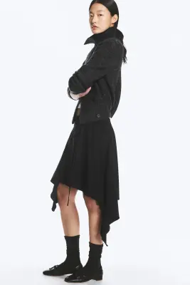 Jupe portefeuille midi taille mi-haute asymétrique - Noir — photo 2