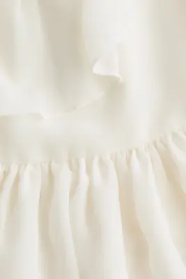Blouse volantée avec liens à nouer - Crème — photo 5