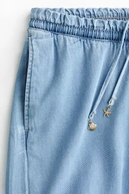 MAMA Short à cordon en denim - Bleu denim clair — photo 4