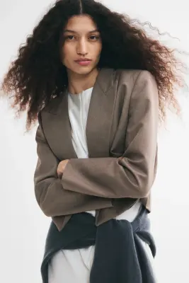 Blazer court à fermeture croisée - Taupe — photo 2
