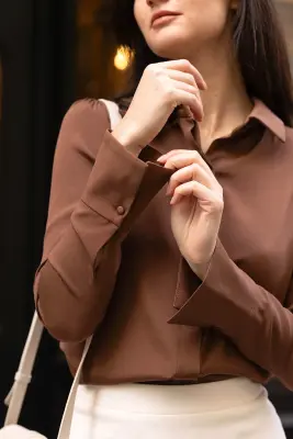 Marley Silk Blouse - Chocolate — photo 5