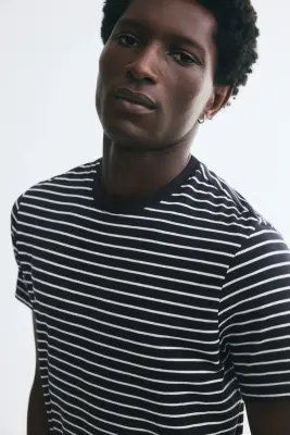 T-shirt Slim Fit - Bleu marine/rayé — photo 2