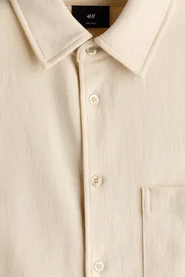 Chemise Relaxed Fit en jersey - Beige clair — photo 5