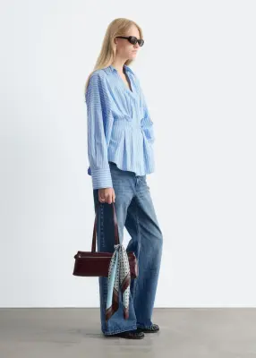 Chemise ajustée en coton - Bleu/Blanc — photo 4