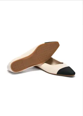 Celine Recycled Ballet Flats - Cream and black toe — photo 5