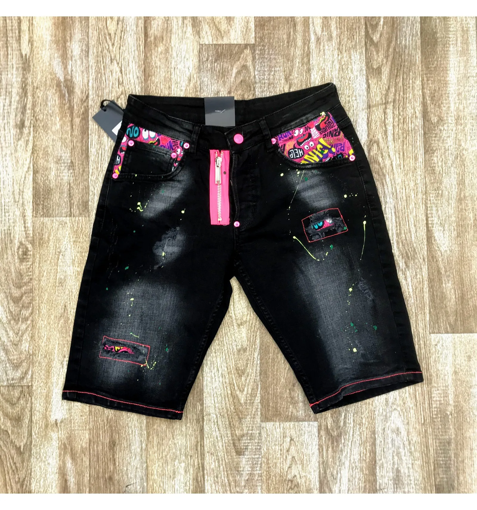 Short jean Zoom Flight noir rose