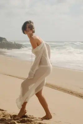 Robe de plage en maille lâche - Blanc — photo 3