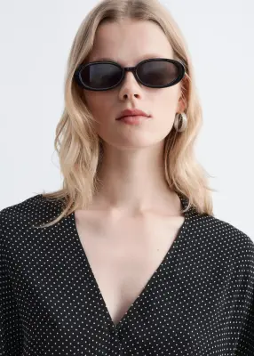 Robe courte portefeuille - Noir/À pois — photo 4