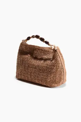 Sac porté épaule en paille - Beige foncé — photo 3