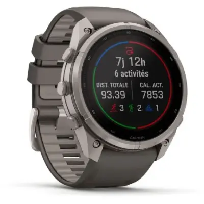Garmin Fenix 9 Pro InReach SOLAR 51mm Sapphire Titane bracelet gris galet/gris cendré 010-04339-01 — photo 3