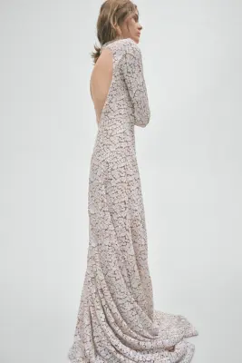 Robe à sequins avec épaulettes - Blanc — photo 2
