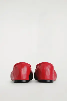 BALLERINES PLATES CUIR - ROUGE — photo 4