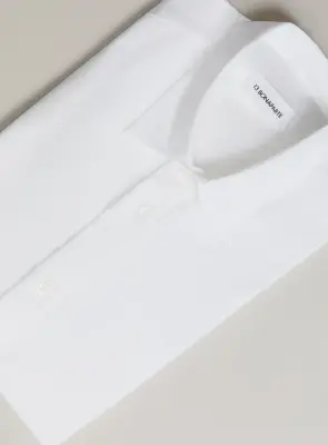 Shirt with Polo Tab in White Poplin — photo 2