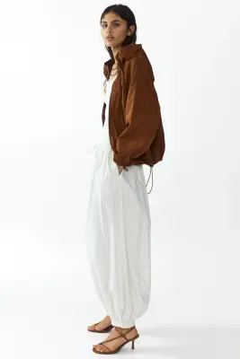 Veste à capuche en nylon - Marron — photo 3