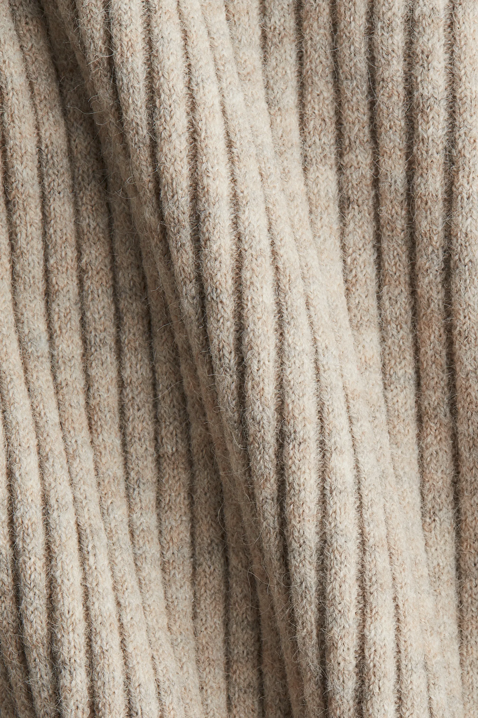 Pantalon large en maille côtelée - Beige chiné