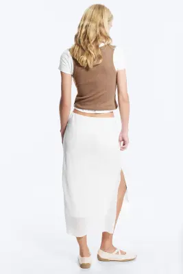 Jupe midi taille basse - Blanc — photo 2