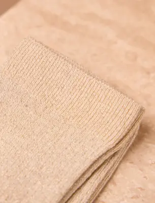 Chaussettes lurex côtelées - Doré — photo 3
