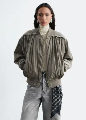 Veste style bomber froncée - Taupe — photo 2