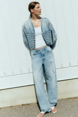 Veste courte en denim - Bleu denim clair — photo 2