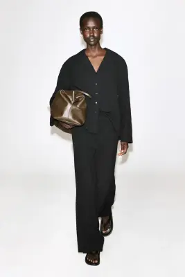 CHEMISE EN JERSEY FROISSÉ - NOIR — photo 2