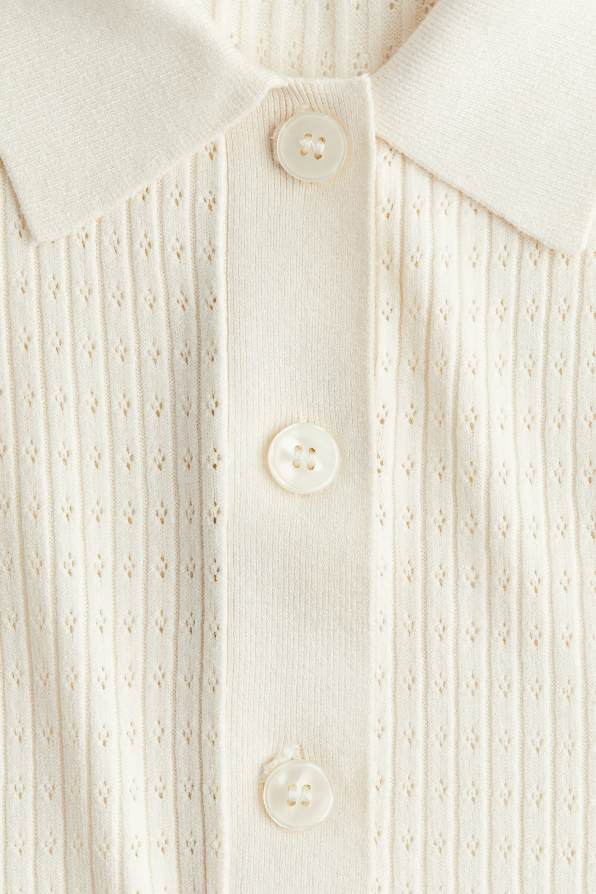 Polo en maille pointelle - Crème
