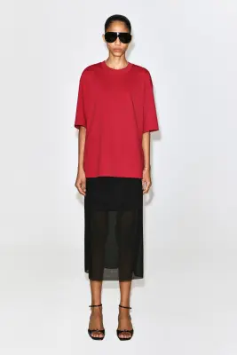 T-SHIRT OVERSIZE - ROUGE — photo 1