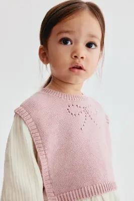Blouse en coton avec plastron - Rose clair/crème — photo 2