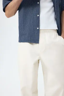 Pantalon Loose Fit en toile de coton - Crème — photo 1