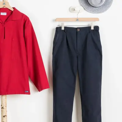 Pornichet, Le vrai pantalon du marin breton en coton bio - Toile Navy — photo 1