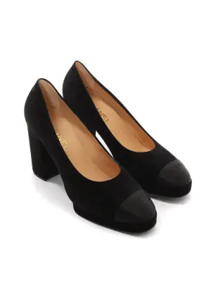 Escarpins à plateforme bout rond en suede et satin noir Prix boutique 1100€ Taille 42 — photo 2