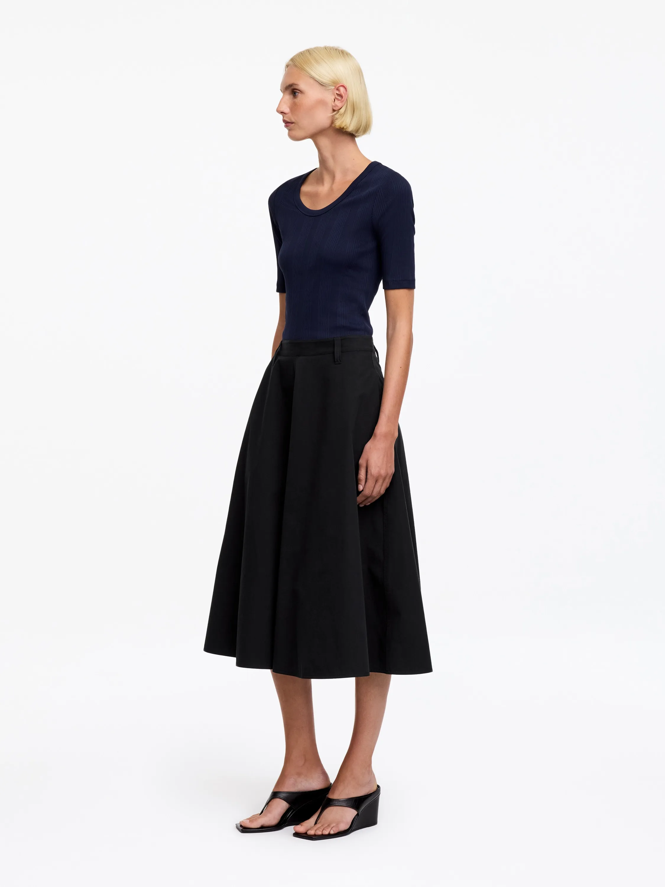 Jupe cercle en coton - Noir