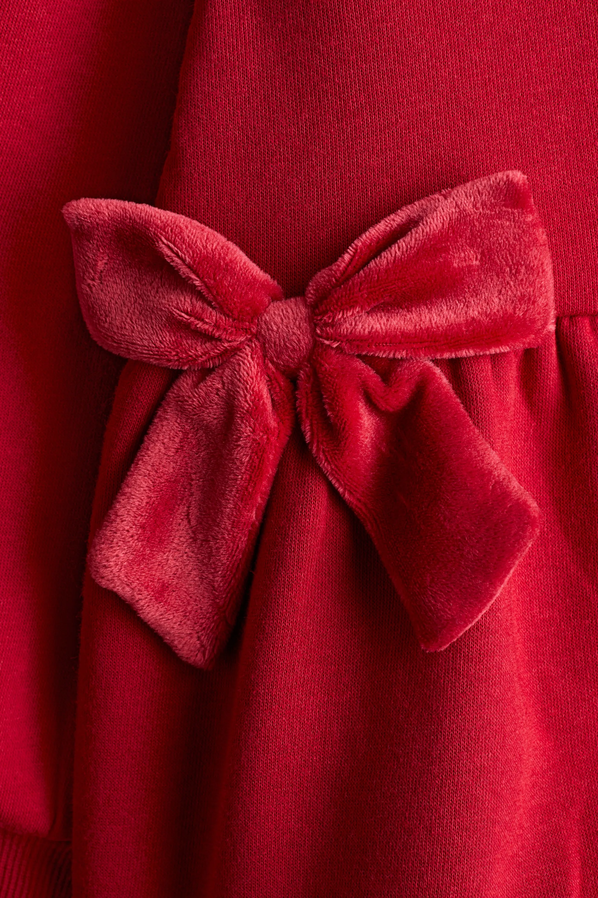 Robe en molleton avec nœuds - Rouge