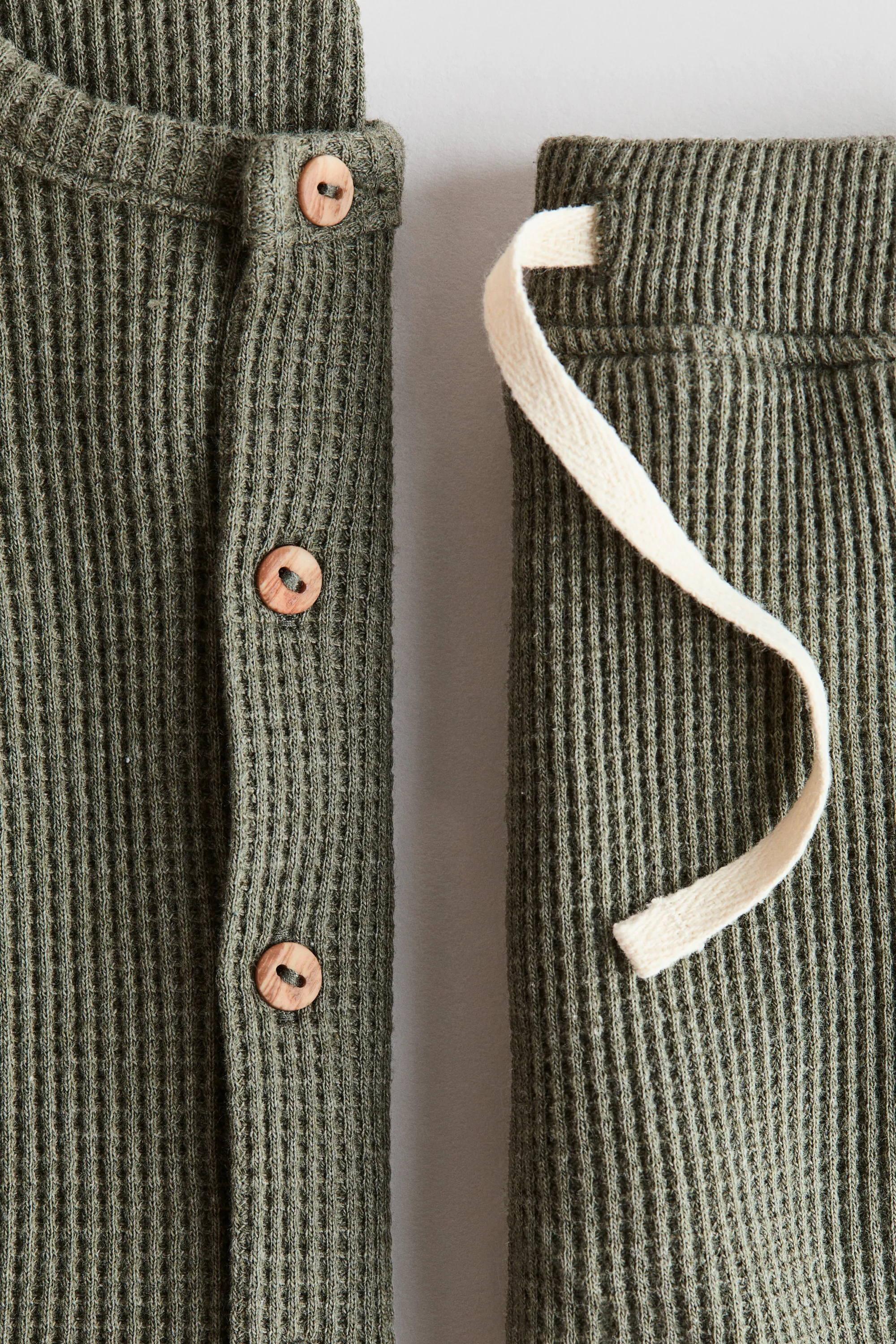 Ensemble 2 pièces en coton gaufré - Vert kaki