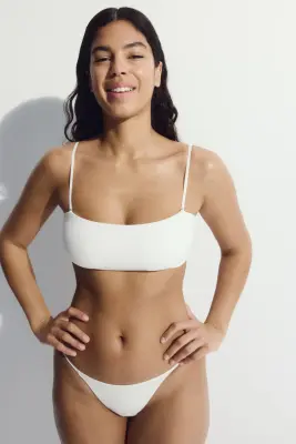 Soutien-gorge bandeau paddé en microfibre - Crème — photo 1