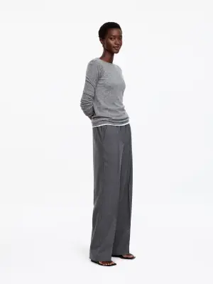 Pantalon tailleur à taille élastiquée - Gris foncé — photo 1