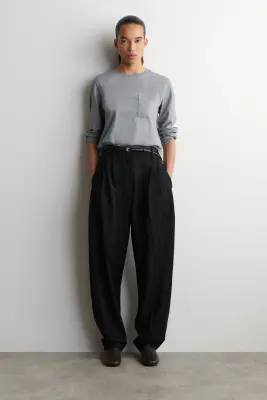 T-SHIRT À MANCHES LONGUES EN COTON - GRIS CHINÉ — photo 1