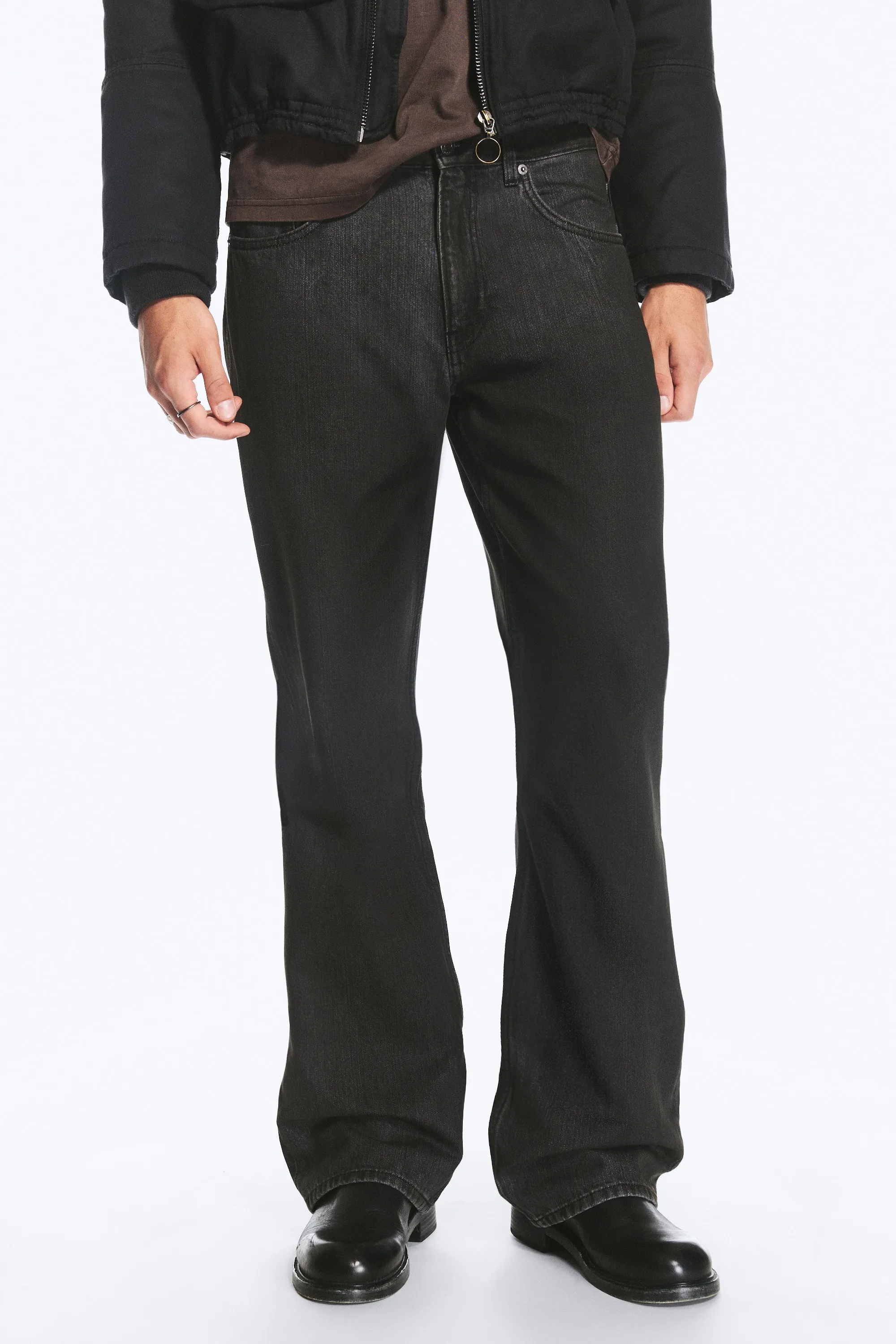 Jean bootcut décontracté taille mi-haute Mercury - Noir enduit - Noir