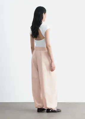 Pantalon boule en coton - Rose poudré — photo 5