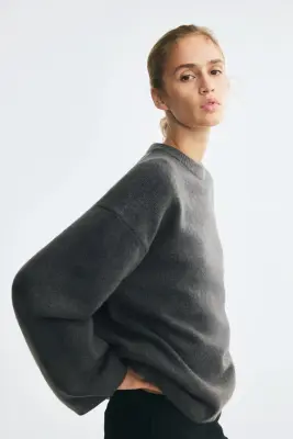 Pull oversize - Gris foncé — photo 2